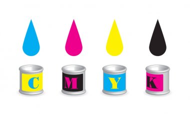 Baskı Cmyk renkleri Koolhaus kutular içine gösteren resim