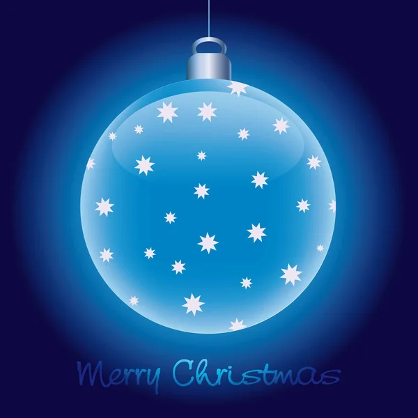 Boule de Noël brillante bleue brillante sur fond sombre — Image vectorielle