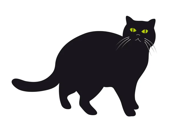 Silhueta Gato Preto Com Olhos Verdes —  Vetores de Stock