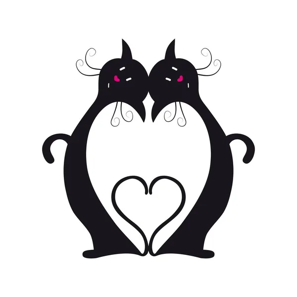 Απεικόνιση Δύο Μαύρες Γάτες Στην Αγάπη — Διανυσματικό Αρχείο