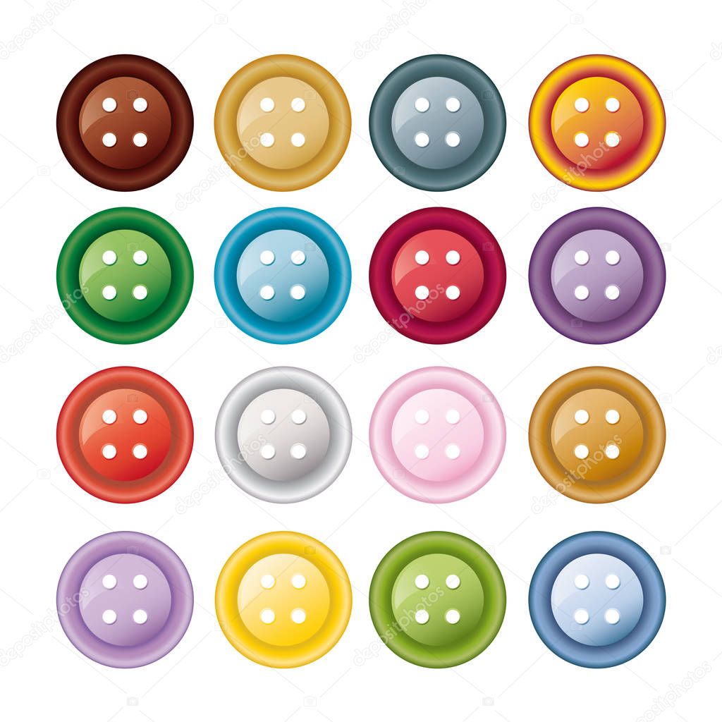 Set of colorful sewing buttons - vector illustration
