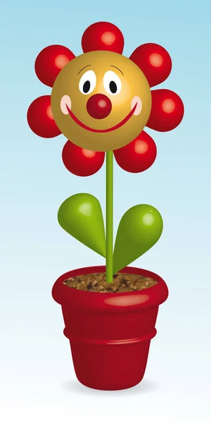 Illustration vectorielle 3D de drôle de fleur en pot — Image vectorielle