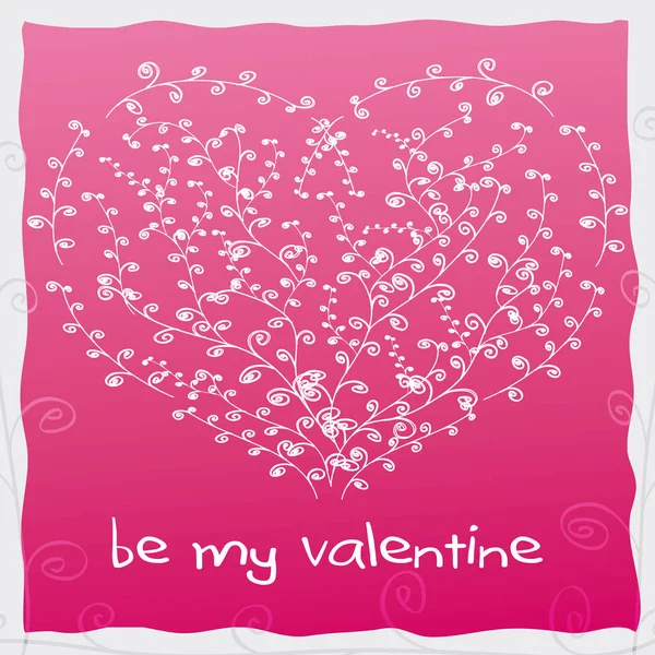 Cartão de Valentim rosa com coração de redemoinhos —  Vetores de Stock