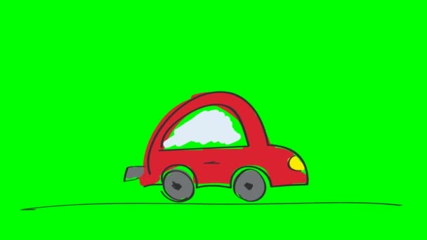 Animación Del Coche Rojo Ilustración Dibujada Mano Animada Historieta Capaz — Vídeo de stock