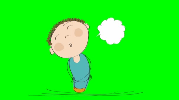 Animacja Głodny Człowiek Myśli Cukierka Polewy Postać Kreskówki Animowane Wyciągnąć — Wideo stockowe