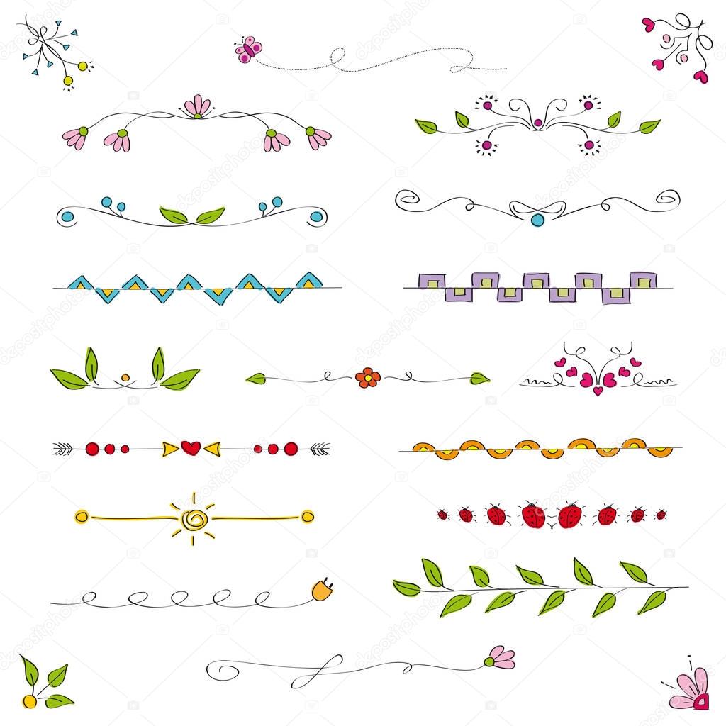 Set of ornamental linear borders (dividers)