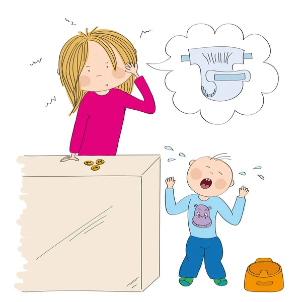 Niño pequeño / niño pequeño (niño) no quiere usar la olla . — Archivo Imágenes Vectoriales
