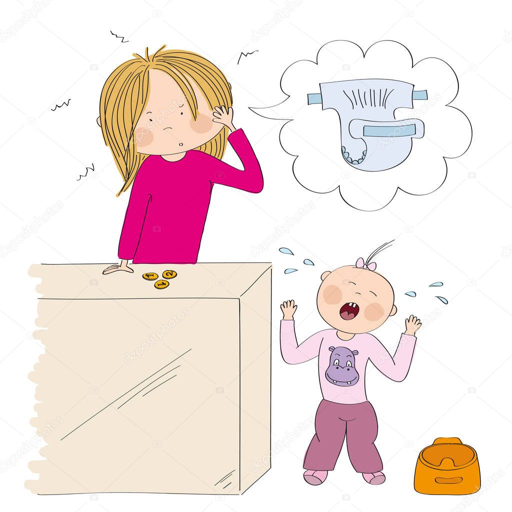 Little child / toddler (girl) does not want to use the pot. 