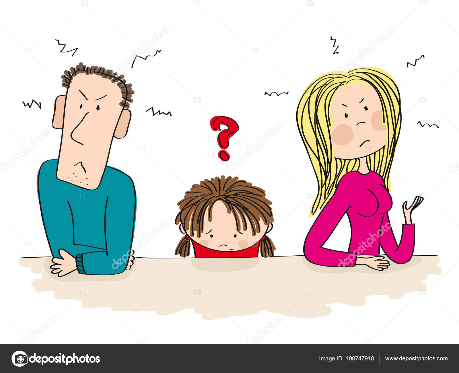 両親の口論。離婚について考える間、彼らの子供が座っています。. ストックベクター ©hancik 190747918, image size:1600x1300