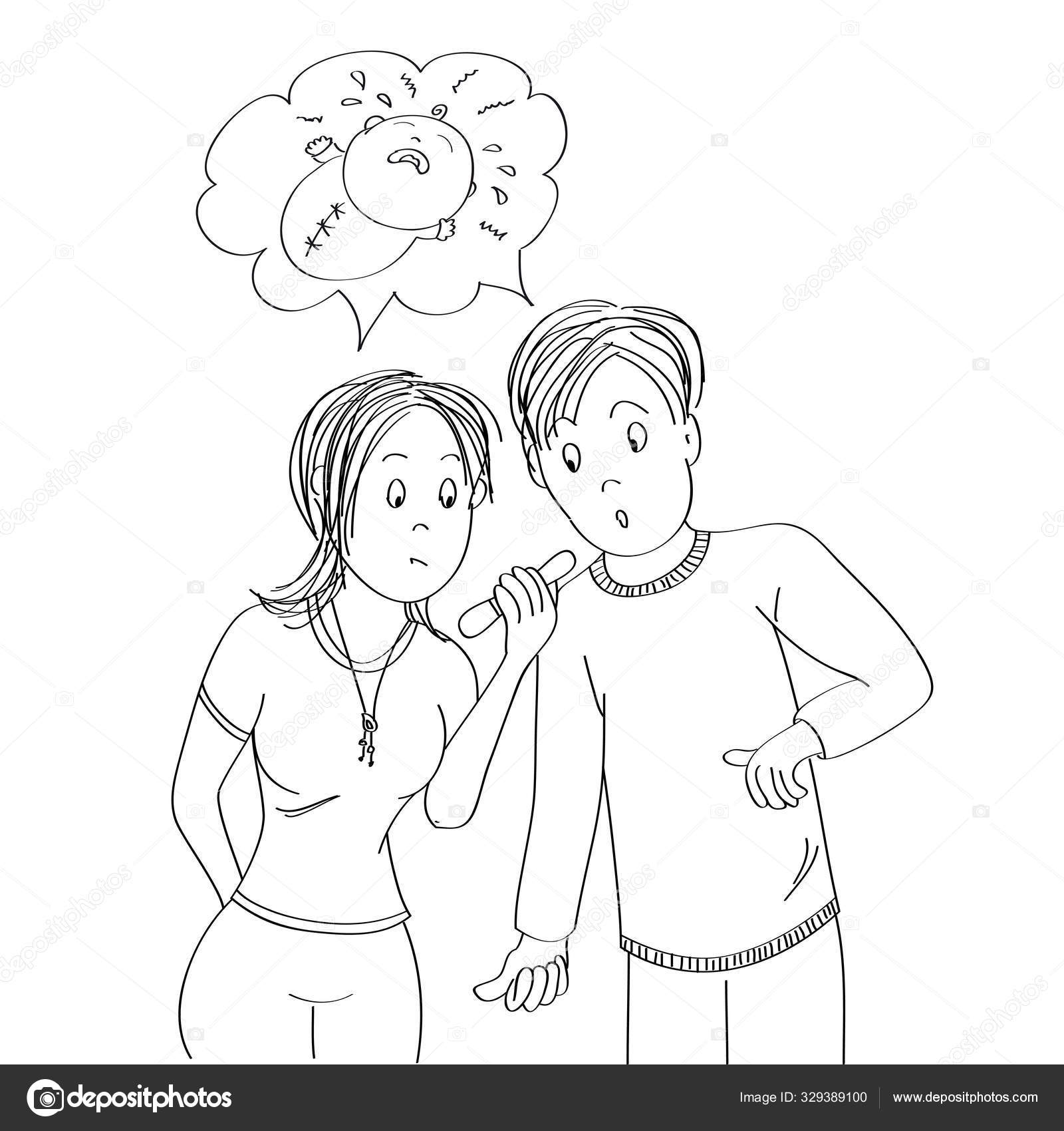 Confused Surprised And Unhappy Young Couple Looking At The Positive Pregnancy Test Stock Vector Image By C Hancik Confused Surprised And Unhappy Young Couple Looking At The Positive Pregnancy Test Stock Vector Image By C Hancik