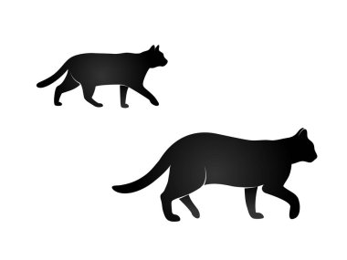 Kara kediler siluet vektör yürüyüş