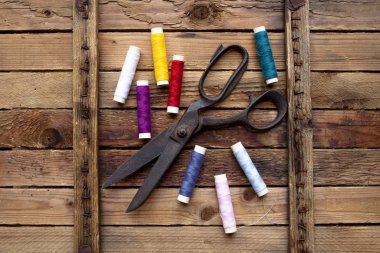 dikiş araçları ile antika arka plan