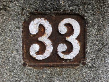 Vintage grunge kare metal paslı plaka numarası