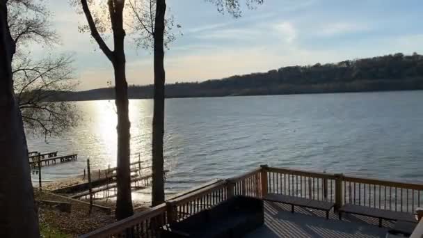 Time Lapse Hermosa Puesta Sol Sobre Río Kentucky — Vídeos de Stock