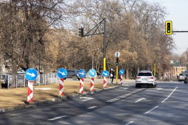 Sofya şehir merkezinin sokak manzarası. Bulvar, merkez..