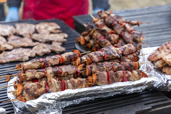 Salsiccia di maiale e hot dog alla griglia — Foto Stock