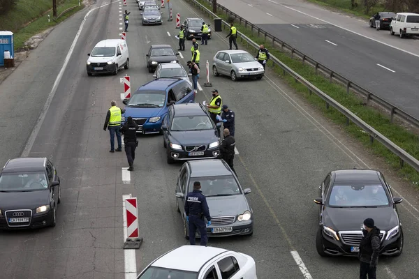 Sofia Bulgarien März 2020 Die Polizei Kontrolliert Den Eingang Von — Stockfoto