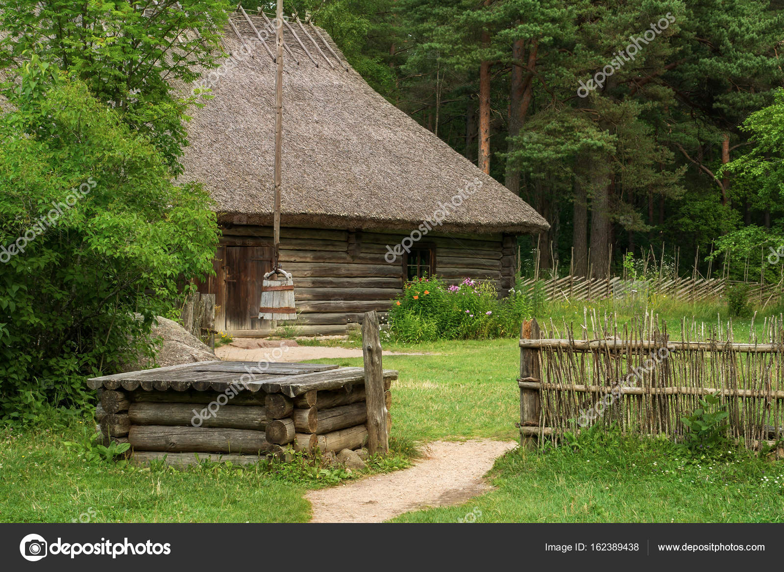 Patio the historic, village home. The open air Museum in Tallinn