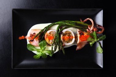 Kızarmış kalamar Üstten Görünüm