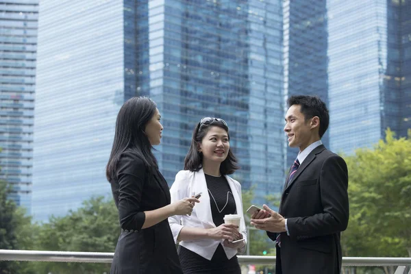 business women and man talking