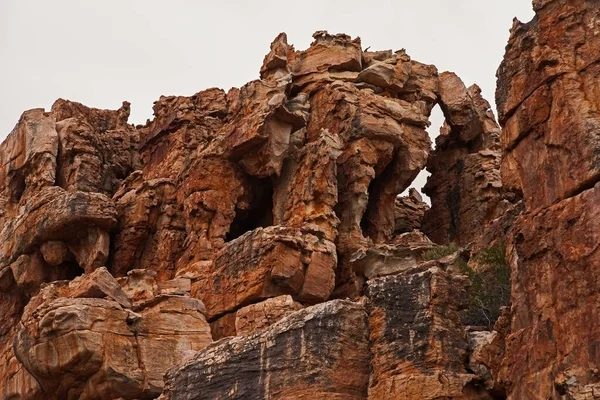 Interessantes Formações Rochosas Arenito Faixa Cederberg Foram Formadas Pela Erosão Fotos De Bancos De Imagens