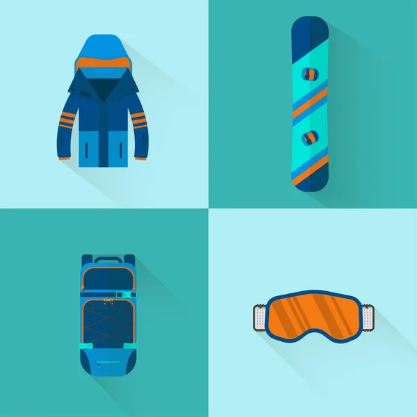 Winter sport icons collection. Skiing and snowboarding set equip