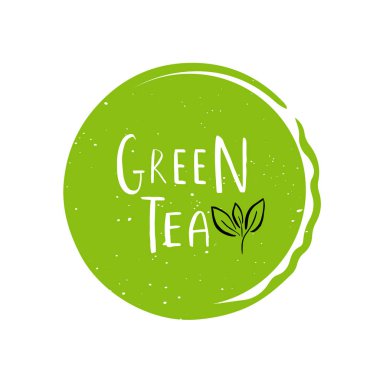 Vektör yuvarlak Eko, bio yeşil logo veya işareti. Vegan, ham, sağlıklı gıda rozet, kafeterya, restoranlar, ambalaj için etiket. Çizilmiş daire, yaprakları, yazı öğelerle bitki türden. Organik tasarım şablonu.