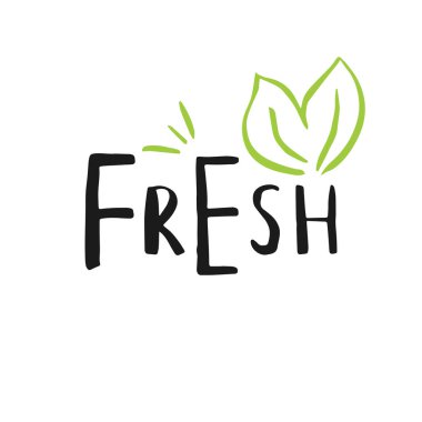 Vektör Eko, bio yeşil logo veya işareti. Vegan, ham, sağlıklı gıda rozet, kafeterya, restoranlar, ambalaj ürünleri için etiket. Elle çizilmiş yapraklar, dallar, yazı ile bitki elemanları. Organik tasarım şablonu.