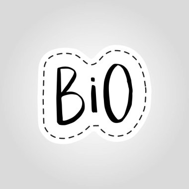 Vektör Eko, biyo logo veya işareti. Vegan, sağlıklı gıda rozet, kafeterya, restoranlar, ambalaj ürünleri için etiket. El yazı çekilmiş. Organik tasarım şablonu. 