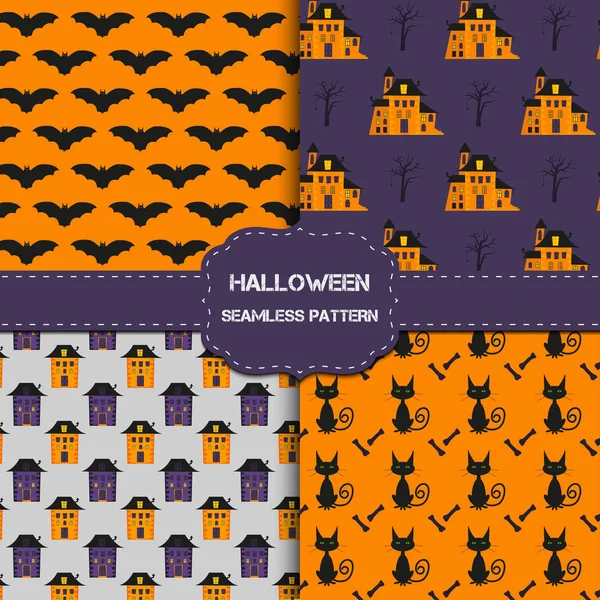 Collezione di 4 modelli di Halloween con texture senza fine . — Vettoriale Stock