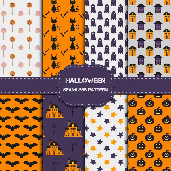 Collection Motifs Halloween Avec Une Texture Infinie Fond Vectoriel Peut — Image vectorielle