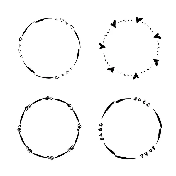 Cerchio Creativo Disegnato Mano Logo Etichetta Branding Set Cornici Rotonde — Vettoriale Stock