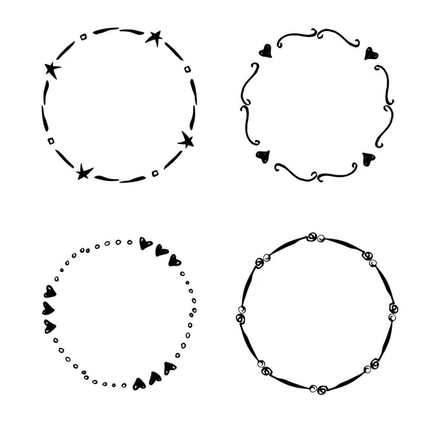 手绘创意圈的标志 一组圆形框架 矢量插图 — 图库矢量图片