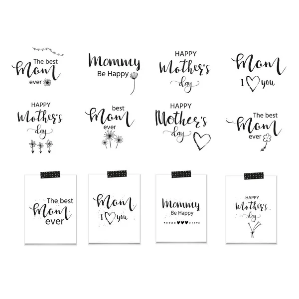 Glücklicher Muttertag Handgezeichnete Kalligraphie Phrasen Urlaub Schriftzug Für Karte Poster — Stockvektor