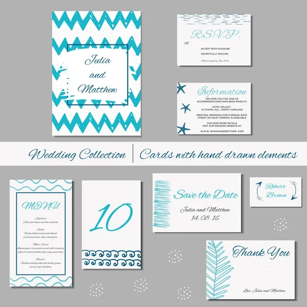 Colección de plantillas de tarjetas para el matrimonio — Vector de stock