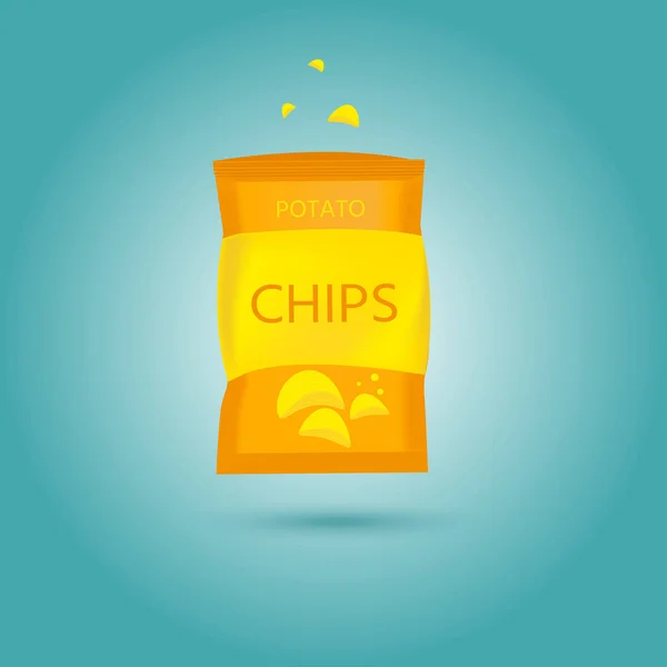 Deliciosas papas fritas con paquete — Vector de stock