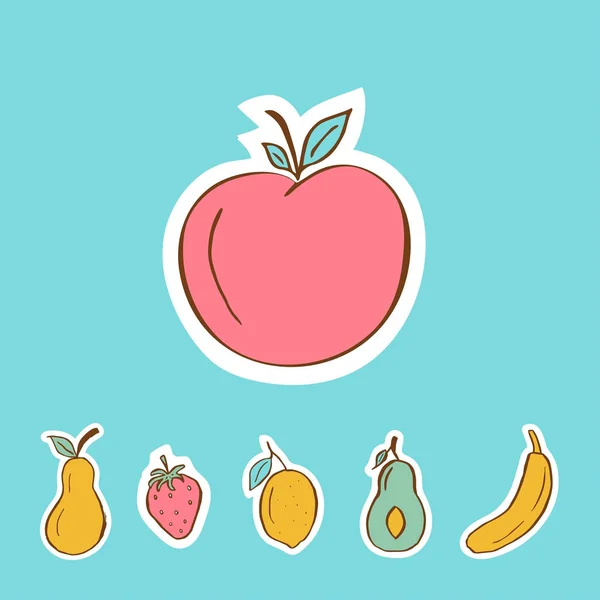 Υγιή Αυτοκόλλητο Φρούτα Ποιότητας Διάνυσμα Φόντο Για Διατροφή Οικολογικά Οφέλη — Διανυσματικό Αρχείο