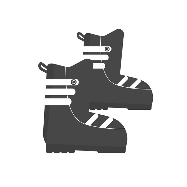 ブーツの冬スポーツのアイコンです スキーやスノーボードの体操がフラット スタイルのデザインで白い背景に分離されました スキー リゾートの写真 山の活動 ベクトル図の要素 — ストックベクタ