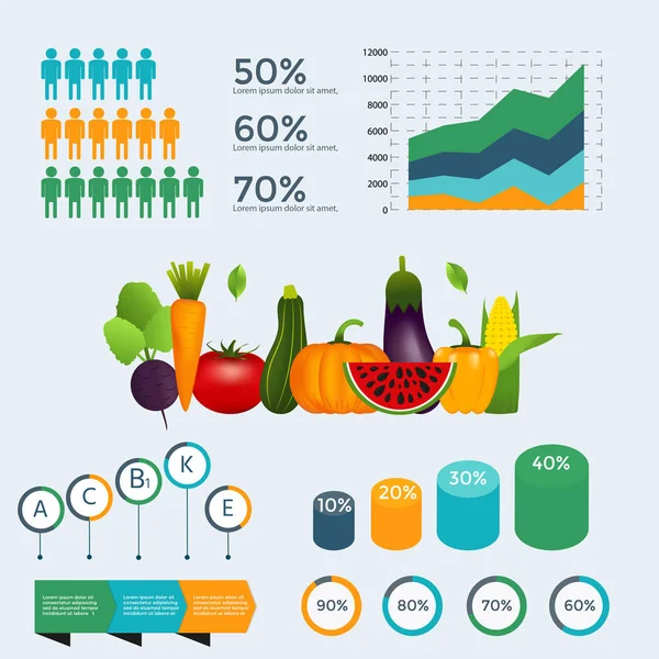 Infographie Sur Les Légumes Sains Avec Graphique Graphique Illustration Vectorielle — Image vectorielle