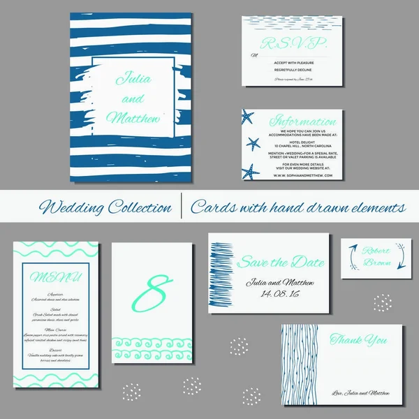 Colección de plantillas de tarjetas para el matrimonio — Vector de stock