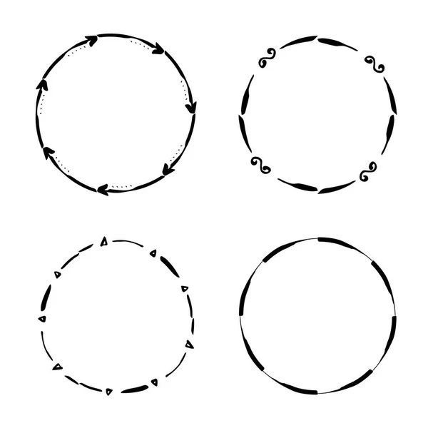 手绘创意圈的标志 一组圆形框架 矢量插图 — 图库矢量图片
