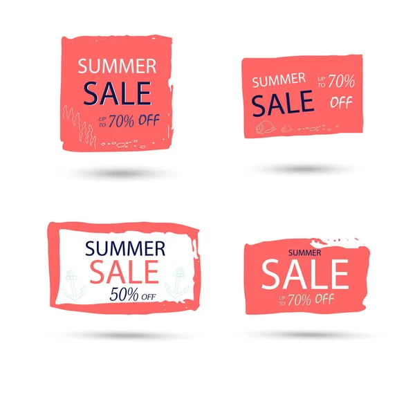 Set Summer Discount Cards Design Social Media Sale Website Poster — Stock Vector