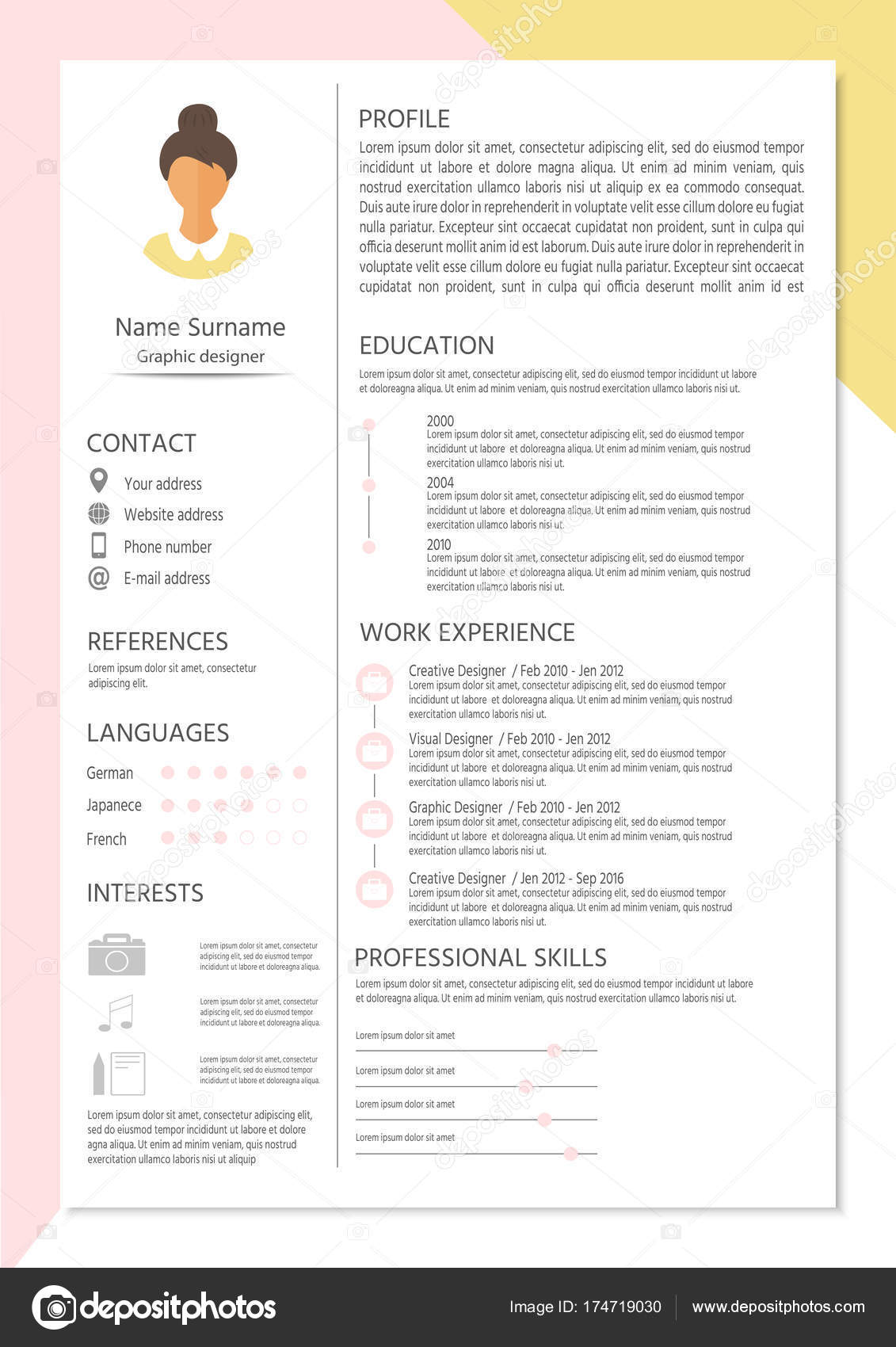 Weiblicher Lebenslauf Mit Infografik Design Stilvolle Für Frauen