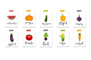 Sağlıklı sebze kartlarla