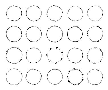 Logo için çizilmiş yaratıcı daire el, etiket, marka. Yuvarlak kare kümesi. Vektör çizim.