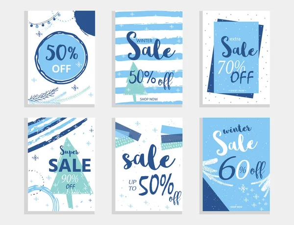 Winter Sociale Media Verkoop Banners Advertenties Web Templates Collectie Kerst — Stockvector