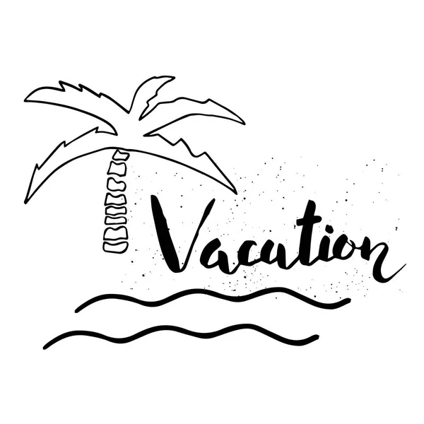 手描きのレタリングと椰子の木と美しい夏のポスター 熱帯の休暇 バナー 招待状 ジャーナル カードのテンプレート — ストックベクタ