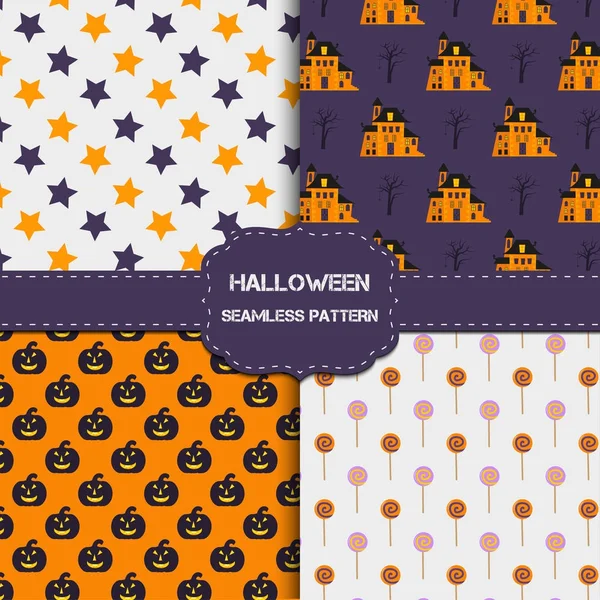 Collection de 4 motifs halloween à la texture infinie . — Image vectorielle