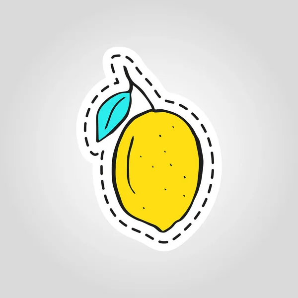 Pegatina Limón Saludable Ilustración Vectorial Calidad Sobre Dieta Alimentos Ecológicos — Vector de stock