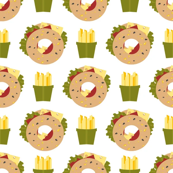 Lindo Patrón Sin Costuras Con Sándwich Concepto Obesidad Sitio Web — Vector de stock